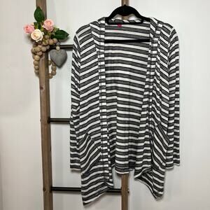 Vince Camuto Long Sleeve Lighweight‎ Black White Cardigan Hoodie Size Medium